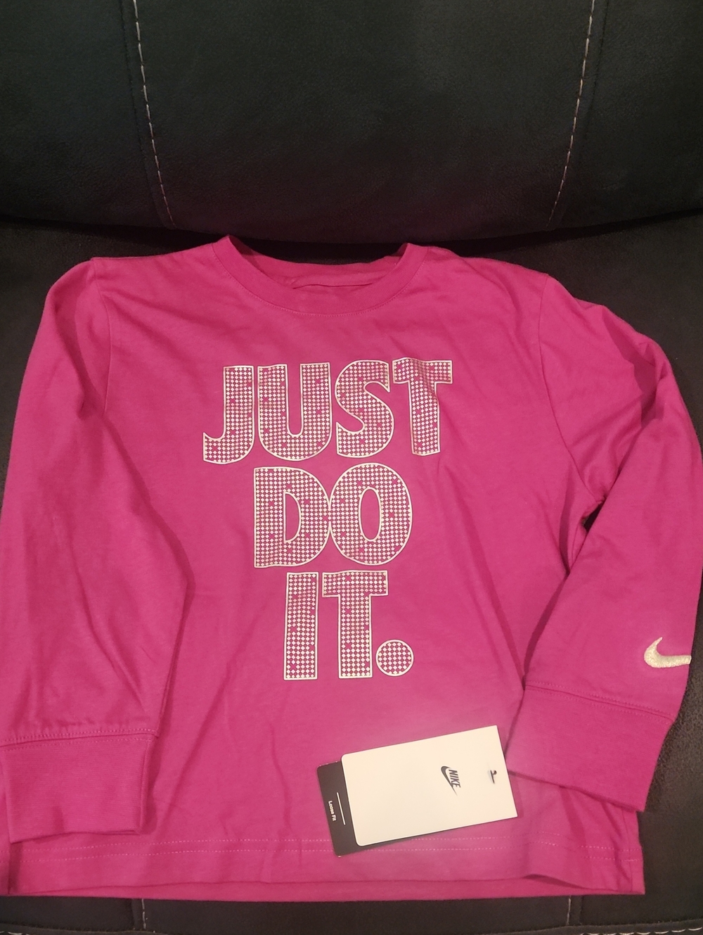Nike Kids Long-Sleeve Tee with 'JUST DO IT.' Graphic - Hot Pink